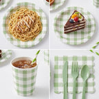 400 Pcs Sage Green Gingham Paper Plates and Napkins Set for 50, 9" Dinner Plates & 7" Dessert Plate, Tableware for Garden Birthday Party - Image 7