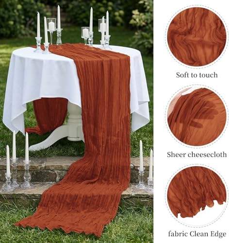 20 Pack Terracotta 17 x 108 Inch Cheesecloth Table Runner - Boho Gauze Sheer Fabric for Wedding Baby Shower Party Home Decor - Image 4