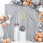 40ft x 10ft Wrinkle Free Silver Backdrop Curtains for Parties, 8 Panels 5x10ft Thick Fabric Silver Backdrop Drapes for Wedding Party Background Birthday Decoration - Image 5