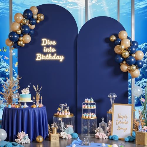 Navy Blue Arch Backdrop Cover 7.2FT 6FT Spandex Arch Covers Stretchy Backdrop Set of 2, Double-Layer Wrinkle Free Wedding Arch Stand Cover Party Backdrop Curtains for Baby Shower Birthday Party Decor - Image 2