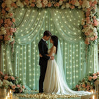 20x10ft Sage Green Backdrop Curtains with Lights Photo Drapes Wrinkle Free Fabric Backdrop Curtain for Wedding Birthday Party Baby Shower Bridal Shower Home Party Background Decorations - Image 2