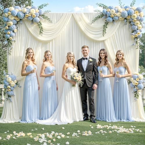 40ft x 12ft Ivory Backdrop Curtains Wrinkle Free Backdrop Curtain for Wedding Parties Ivory Fabric Backdrops Drapes Back Drop Cloth Bridal Shower Stage Curtains Wedding Decorations for Reception - Image 2