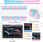 Hombae Guns or Glitter Gender Reveal Decorations, 169 PCs Boy or Girl Gender Reveal Decorations What Will Baby Be Backdrop Balloon Garland Banner Tablecloth Cake Cupcake Topper Cutout Poster Sash - Image 4