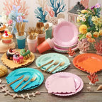 Zhehao 175 Pcs Coral Colors Paper Plates and Napkins Party Supplies - Image 2