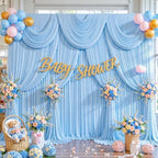 10x10ft Baby Blue Backdrop Curtain for Baby Shower Parties Wrinkle Free Fabric Backdrop Curtain Wedding Photo Backdrop Drapes for Boy Birthday Party Gender Reveal Photography Back Drop 2 Panels 5x10FT - Image 4