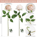 48 PCS Boho & Champagne Roses Artificial Flowers, Silk - Image 2