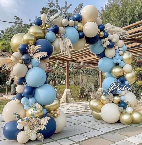 Navy Blue Gold Double Stuffed Balloon Garland Different Sizes 18In 12In 5In Pastel Balloon Arch Kit For Baby Shower Wedding Gender Reveal Birthday Party Decorations - Image 3