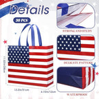 Abbylike 30 Pcs American Flag Gift Bag Patriotic Reusable Non Woven Tote - Image 4