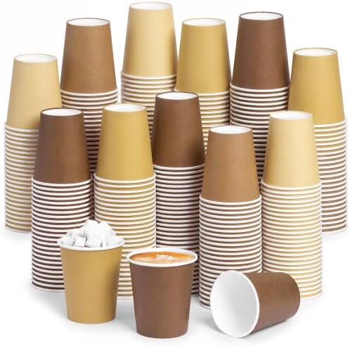300 Pack 8 oz Gradient Brown Disposable Paper Cups for Thanksgiving Party by Mimorou