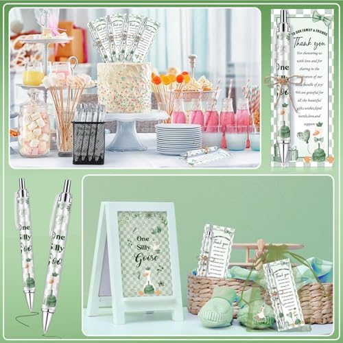 145 Pieces Silly Goose Baby Shower Favors for Guest Goose Ballpoint Pens and Keychains Party Gifts Bulk Retractable Baby Shower Pens Gender Reveal Thank You Cards Souvenirs Prizes - Image 5