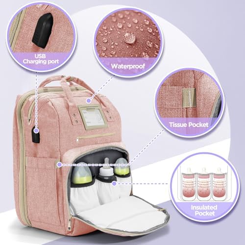 Lenski 6 in 1 Diaper Bag Backpack with Pad Shower Gifts Travel Bags for Registry Search Boys Girls Bags Newborn Essentials Accessories Stuff Unisex Dad Mom Mens - Image 5
