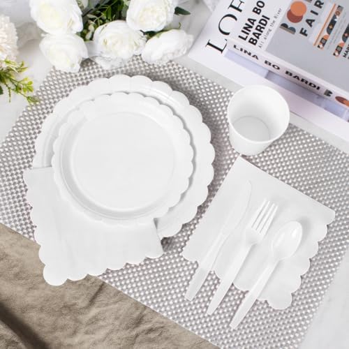 Vyntra 350 Pcs White Paper Plates and Napkins Party Supplies - Image 4