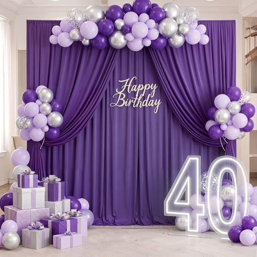 40ft x 10ft Wrinkle Free Purple Backdrop Curtains for Parties, 8 Panels 5x10ft Thick Fabric Purple Backdrop Drapes for Wedding Party Background Birthday Decoration - Image 6