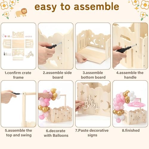 Pink, Wooden Baby Shower Crate Closet,Hollow - Image 4