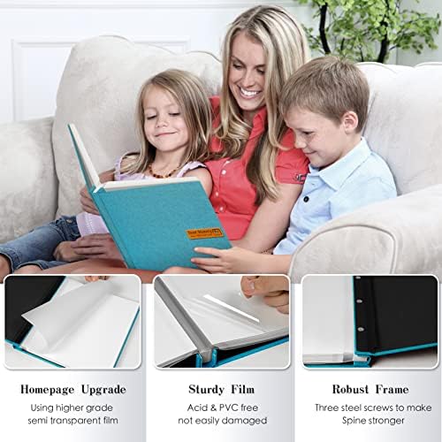 Spbapr Large Photo Album Self Adhesive Magnetic Scrapbook,DIY Scrapbook Album for 4x6 5x7 8x10 Picture,60 Pages Linen Cover Memory Book for Wedding Family Baby Pets, with Metallic Pen and Scraping - Image 3