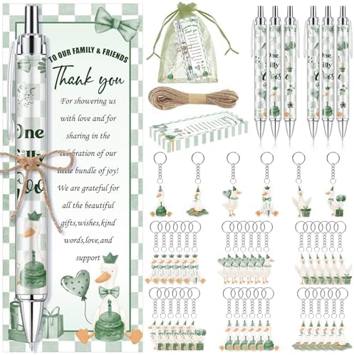 145 Pieces Silly Goose Baby Shower Favors for Guest Goose Ballpoint Pens and Keychains Party Gifts Bulk Retractable Baby Shower Pens Gender Reveal Thank You Cards Souvenirs Prizes by EYNDYN