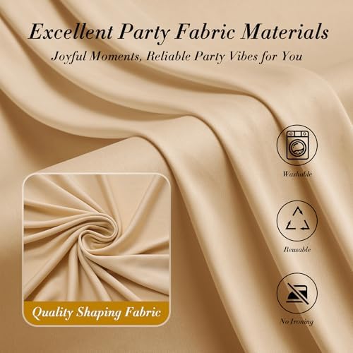 10 ft x 10 ft Wrinkle Free Champagne Backdrop Curtain for Parties, 2 Panels 10ft Polyester Champagne Photo Backdrop Drapes for Graduation Birthday Wedding Party Stage Curtains - Image 6