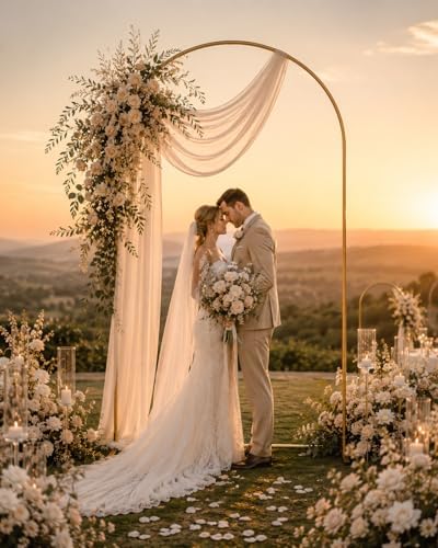 Gold Wedding Arch Backdrop Stand Set of 2, 7.2FT & 6FT Metal Arch Backdrop - Image 2