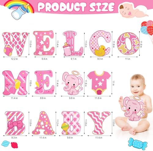 13 Pcs Baby Shower Yard Sign with Stakes, 12 Inch Its A Girl Garden Signs - Image 3