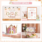 Isn’t She Lovely Isn’t She Onederful First Birthday Decorations, Little Miss Onederful Birthday Party Supplies with Boho Rainbow 1st Backdrop, Banner, Balloon Garland, Crown - Image 3