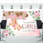 10x6.5ft Pink Bear Baby Shower Backdrop A Sweet Little Girl is On The Way Photography Background Baby Shower Banner for Girl Bear Party Decorations Newborn Photo Props - Image 4