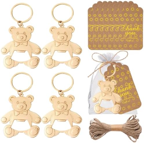 Bottle Openers Baby Shower Return Favors for Guests, Bottle Opener Decorations and Souvenirs with Organza Bags & Tags for Theme Party Favors (Retro Teddy Bear, 25 Pack) by VIDACONTIGO