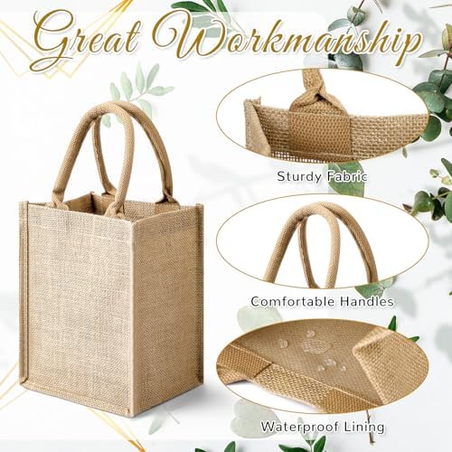 20 Sets Burlap Tote Gift Bags with Handles Jute Bags, Blue - Image 3