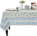 Ridhi Asparagus Green Block Print Cotton Rectangle Table Cloth, 52x70 inch by Ridhi