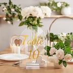 Qunclay 40 Pack 5 x 7 Inch Gold Acrylic Wedding Table Number 1-40 Clear Table Stand with Numbers Calligraphy Number Holders Signs for Wedding Reception Birthday Party Decorations - Image 5