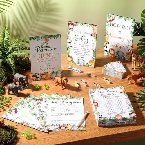 Sherr 476 Pcs Safari Baby Shower Games, 6 Sets Jungle Animal Activities - Image 2
