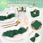 Showgeous 30 Pack Emerald Green Cloth Napkins with Fringe, 16x16 inch - Image 6