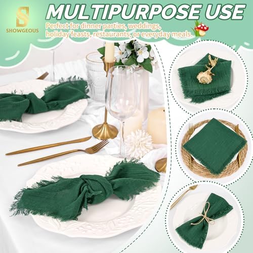 Showgeous 30 Pack Emerald Green Cloth Napkins with Fringe, 16x16 inch - Image 6