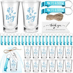 50 Sets Baby Shower Favors Shot Glasses Keychain Gifts, Gender, Blue by Singhoow