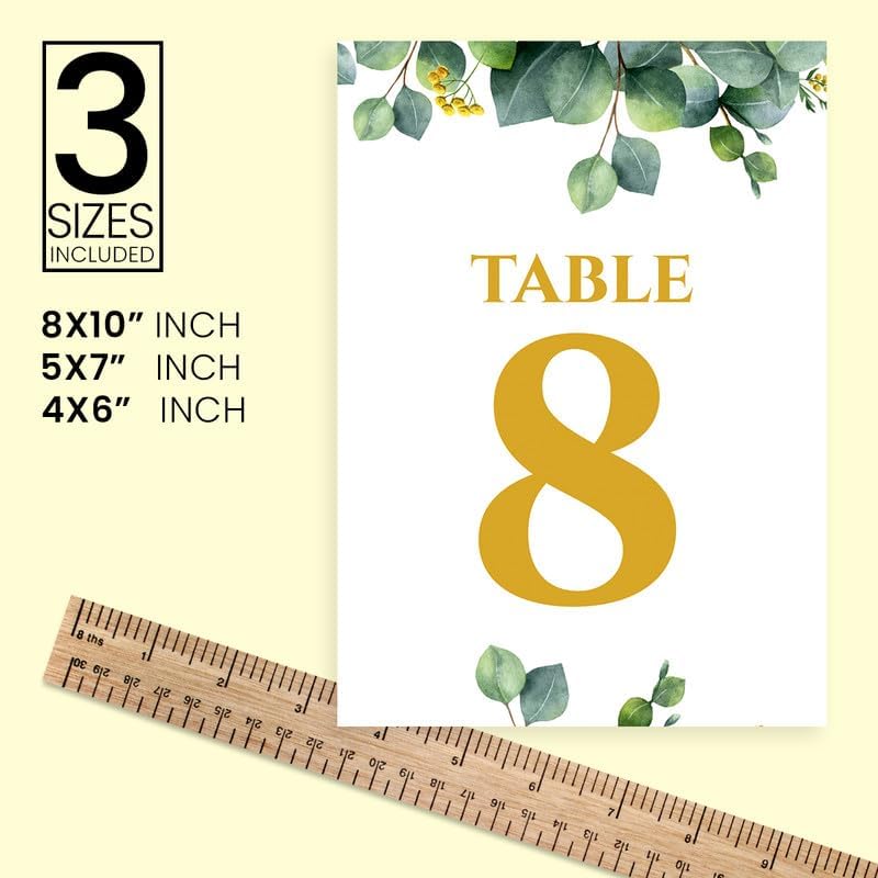 Eucalyptus Design Table Number Cards Double Sided Party Table Numbers for Reception Baby Shower Anniversary Birthday Bridal Party 5x7 100 Pcs - Image 4
