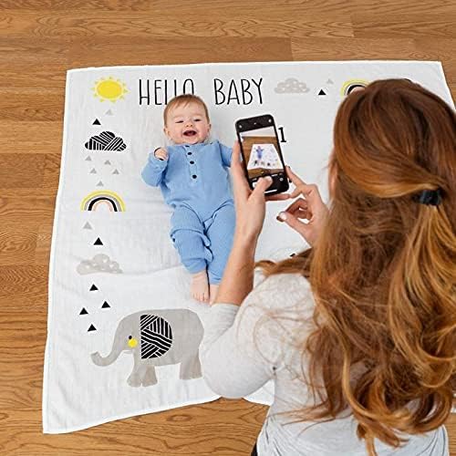 Pondering Pine Organic Baby Monthly Milestone Blanket for Boy or Girl with Month Marker - Elephant Milestones Blanket, 1-12 Months, Gender Neutral, 47" X 47" - Image 4