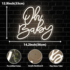 Oh Baby Neon Sign, Baby Shower LED Neon Light for Party Wall Decor Light Up Sign for Gender Reveal Birthday Party Decorations Warm White Dimmable USB Powered(14.2"*12.9") - Image 4
