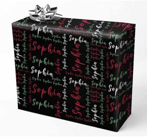 AOFUN Personalized Wrapping Paper with Name/Text Wrapping Paper Roll with Printed Name Christmas Wrapping Supplies Valentines Paper 3 Rolls 58" x 23" by Unknown