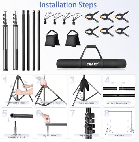 EMART Photo Backdrop Stand kit, 10 x 12 ft Back Drop Adjustable Frame for Photography, Photoshoot Banner Background Support Holder for Parties Dectoration - Image 7