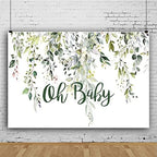 Leowefowa 10x8ft Oh Baby Backdrop Greenery Baby Shower Background Green Eucalyptus Leaves Photography Banner Newborn Announce Pregnancy Birthday Party Decorations Supplies Photo Booth Props by Leowefowa