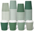 Whaline 100Pcs Sage Green Disposable Coffee Cups with Lids 8oz Gradient Green Paper Cups Corrugated Ripple Wall Insulated Hot Cups for Home Office Party Supplies by Whaline