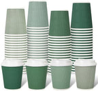 Whaline 100Pcs Sage Green Disposable Coffee Cups with Lids 8oz Gradient Green Paper Cups Corrugated Ripple Wall Insulated Hot Cups for Home Office Party Supplies by Whaline