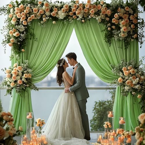 16x10FT Sage Green Backdrop Curtains for Wedding Parties, Wrinkle Free Polyester Photography Backdrop Drapes for Wedding Baby Shower Birthday Parties Stage Background Stand Decorations 4x10ft,4 Panels - Image 6