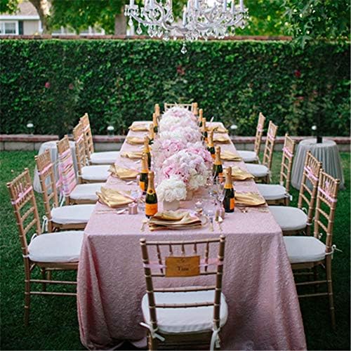 SoarDream Pink Sequin Tablecloth 90"x132" Baby Shower Glitter Table Cloth - Image 4