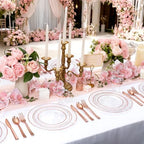 Ciaell 150PCS Rose Gold Plastic Plates – Disposable Plates with Rose Gold Plastic Silverware include 50Plates, 25Forks, 25Knives, 25Spoons, 25Cups for Wedding & Party - Image 5