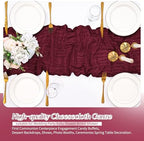 20 Pack Burgundy Table Runner 17 x 108inch Cheesecloth Table Runner Rustic Boho Gauze Sheer Fabric Cheese Cloth Table Runners for Wedding Party Bridal Baby Shower Birthday Spring Table Decor - Image 6