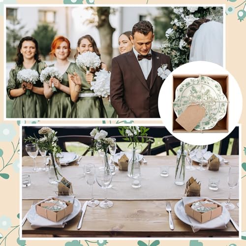 96 Pcs Wedding Favors for Guests Small Ceramic Bowls, Flower, Sage Green - Image 5