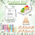 Hiboom 75 Pcs Baby Shower Wood DIY Print Car Set, Green, Eucalyptus Leaves - Image 2