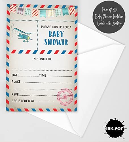 Pack of 30, Boy/Girl Baby Shower Party Collection, Baby Shower Invitation Cards, Fill in the Blank Invites WIth Envelopes, Postcard Theme Party Supplies - Image 2