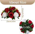 Sziqiqi Fake Flowers for Wedding Centerpiece, Silk Kissing Ball, Red, 10Pcs - Image 4