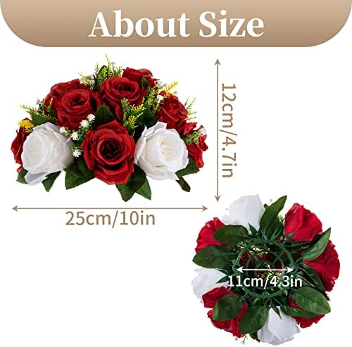Sziqiqi Fake Flowers for Wedding Centerpiece, Silk Kissing Ball, Red, 10Pcs - Image 4